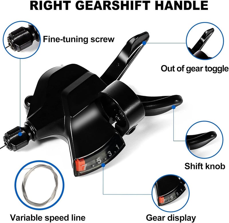 RainFlowwer SL-M315-7R Bike Shift Lever, Bicycle Shift Lever - Right, Mountain Right Shifter Lever with Optical Gear Display - Image 3